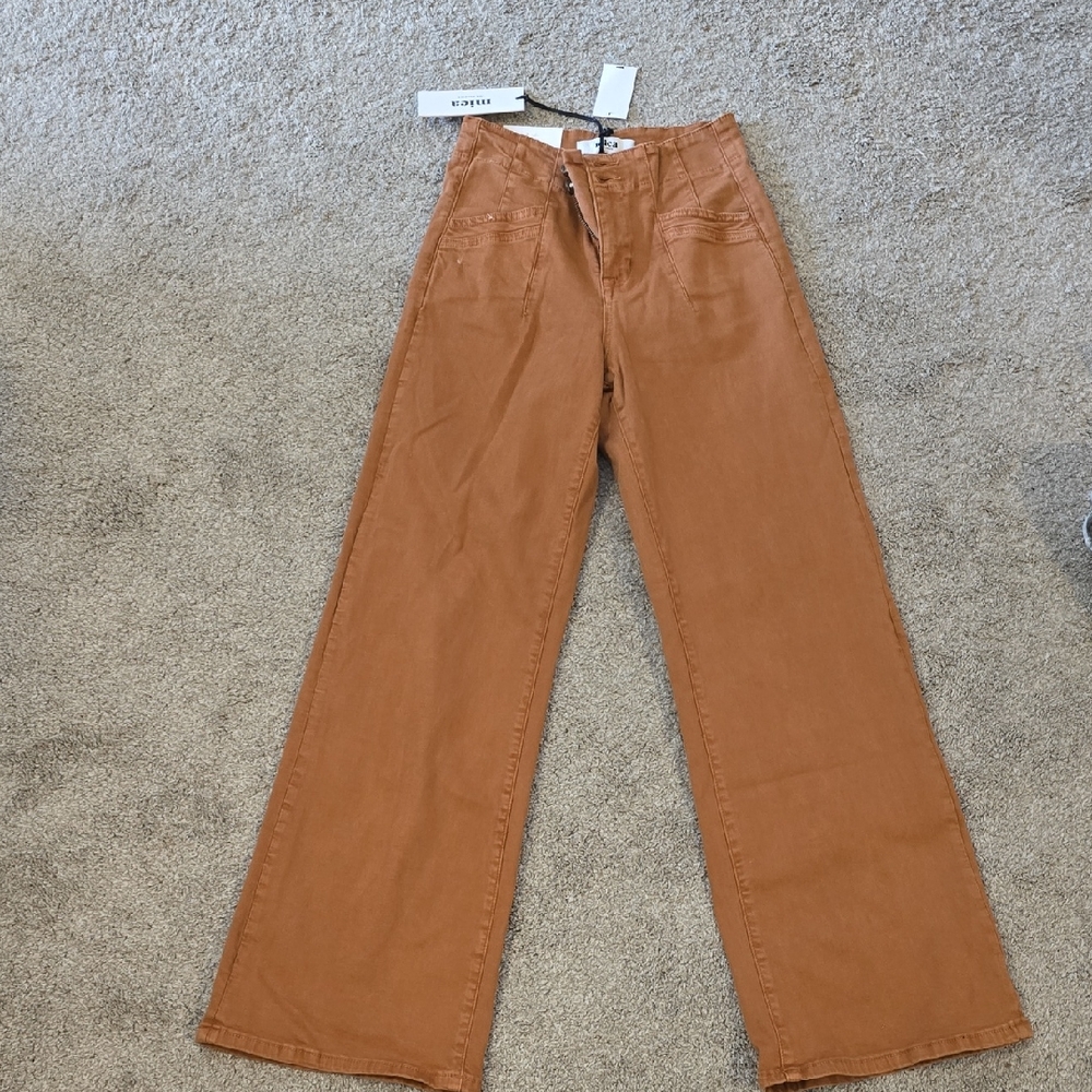 Mica Wide Leg Brown Jeans